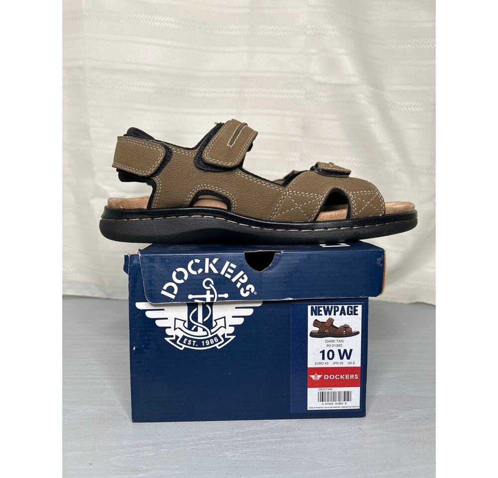 Dockers Newpage Quarter Strap Sandals Dark Tan Mens Size 10 Wide